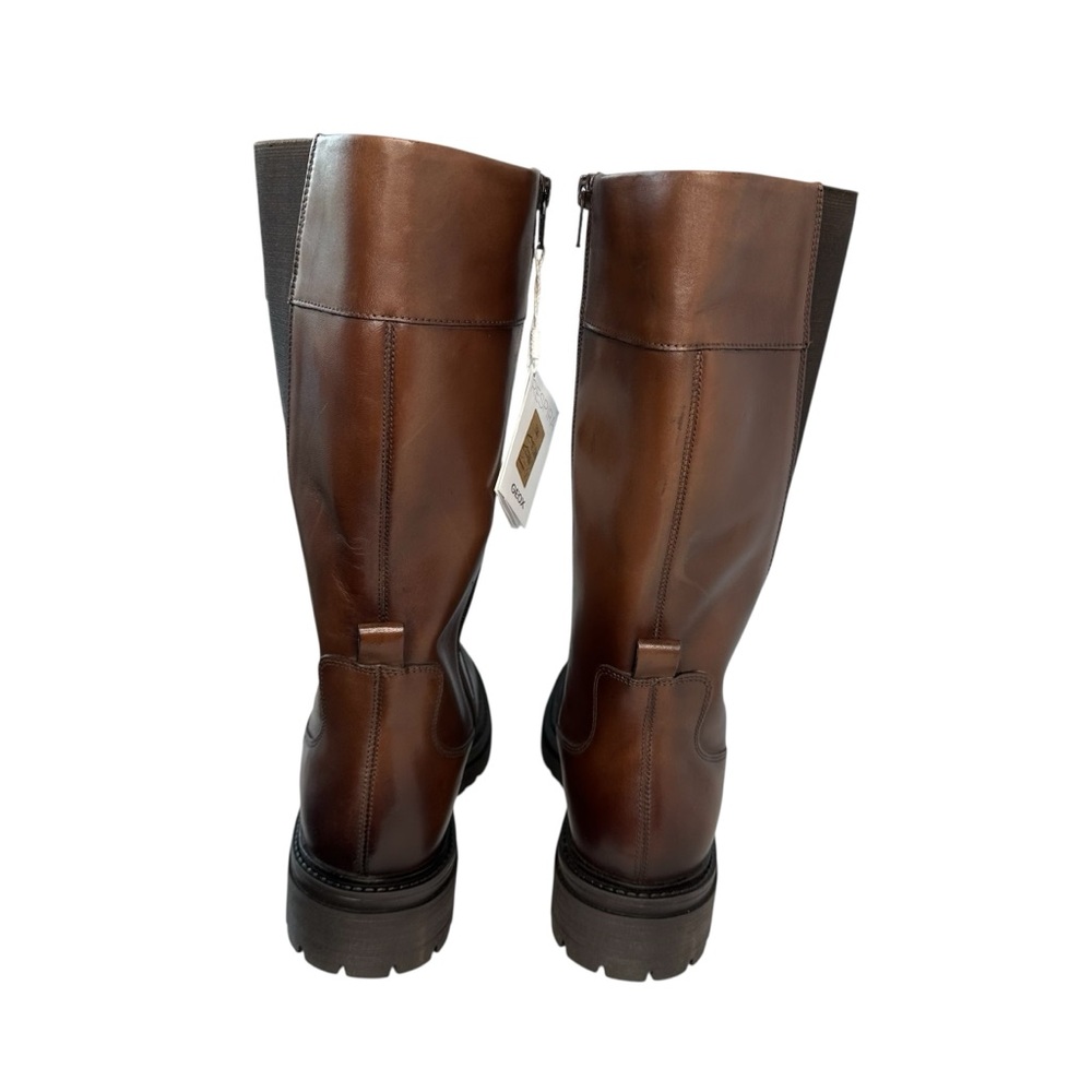 Geox Respira Eleana Brown Leather Lug Sole Combat Moto Boots EU40/US10 - Picture 8 of 13